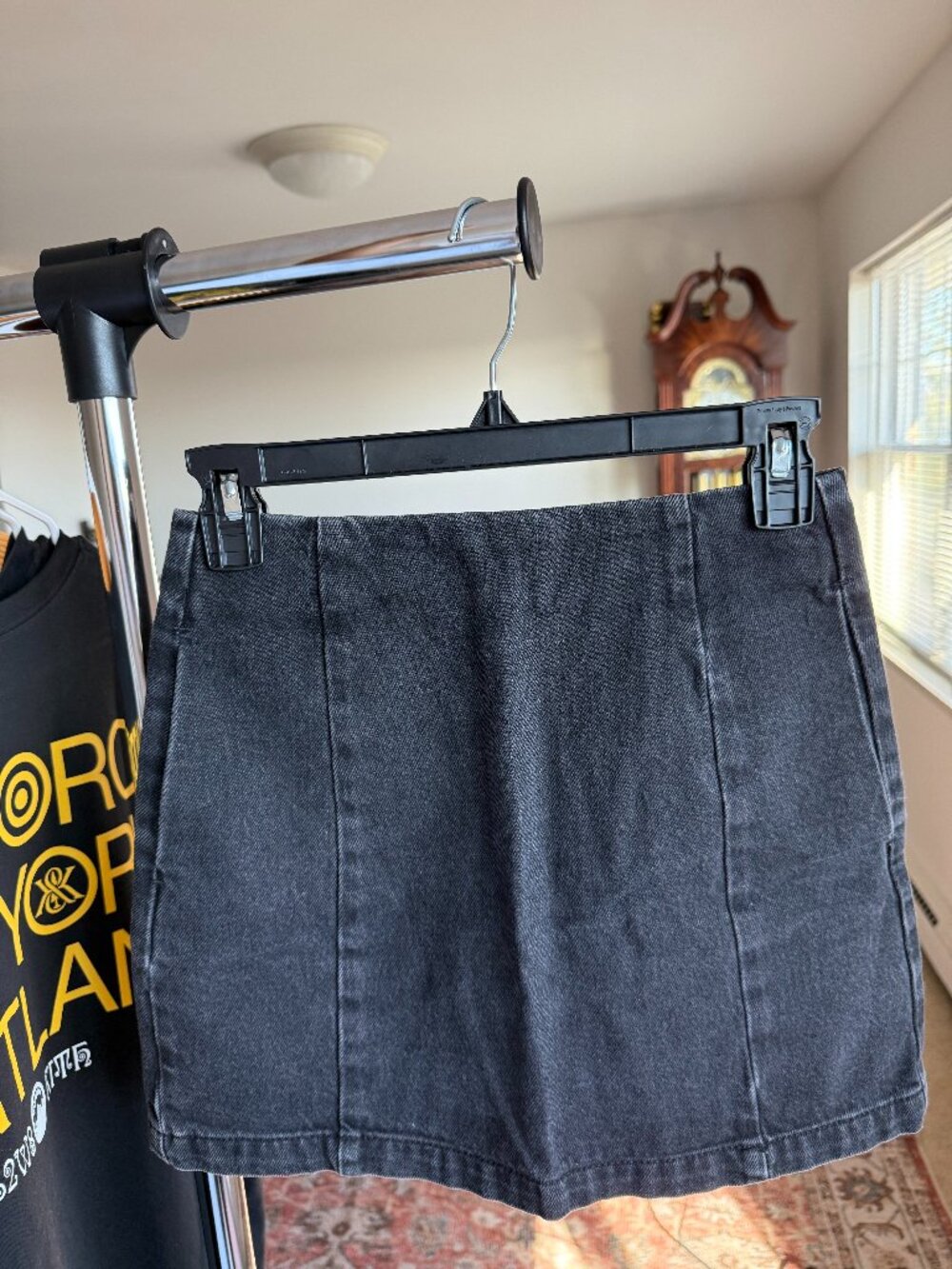 Topshop Moto Black High Waisted Denim Mini Skirt Size 2